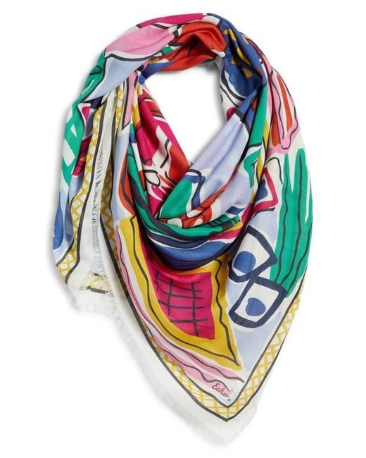 Echo Blue Cubists Square Scarf