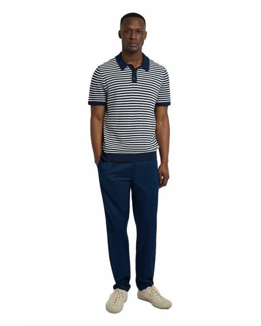 Onia Blue Cotton Textured Knit Polo for men