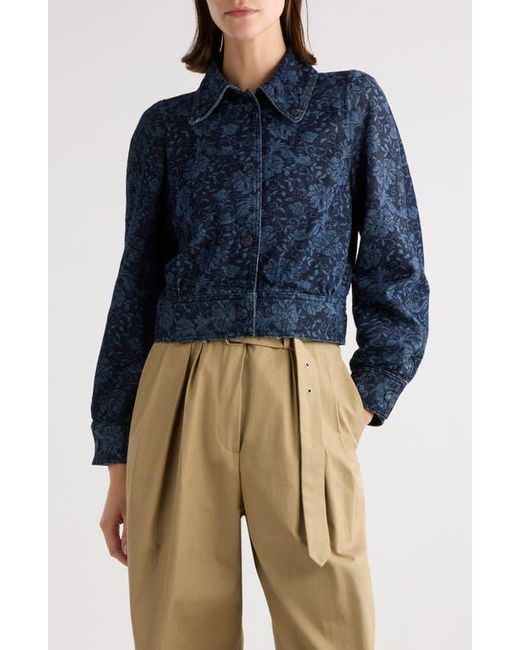 アウターその他 DRIES VAN NOTEN 'Vistam' jacket Blue Dries Van Noten Vistam Floral Jacquard Crop Denim Jacket in