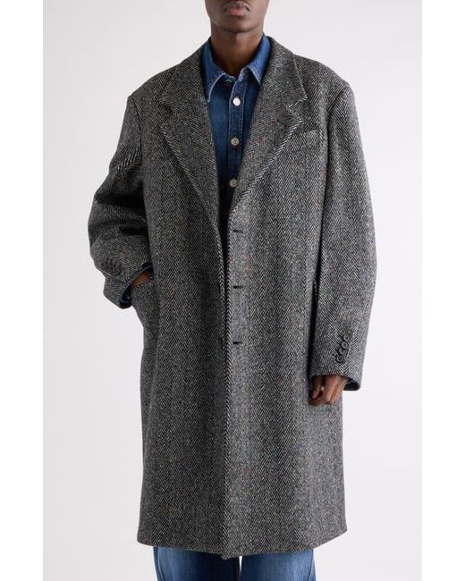 Givenchy Gray Oversize Wool Blend Herringbone Overcoat for men