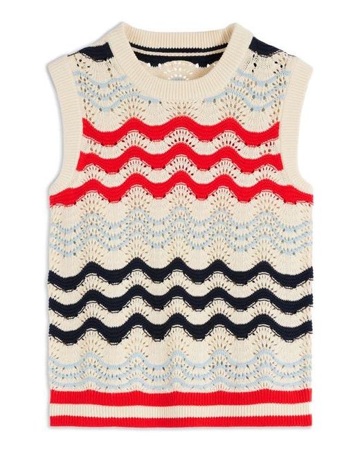 Boden Red Wave Cotton Sweater Vest