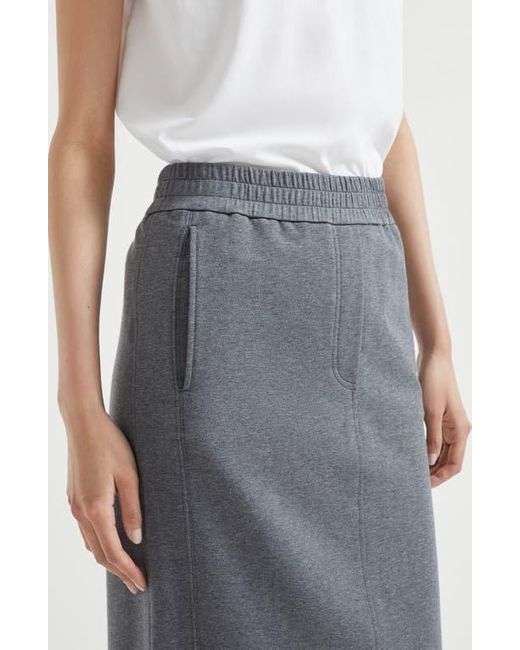 Brunello Cucinelli Gray Track Midi Skirt