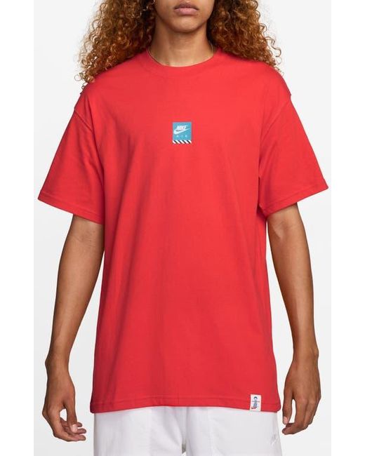 Nike Red Sportswear Max90 Cotton Graphic T-Shirt for men