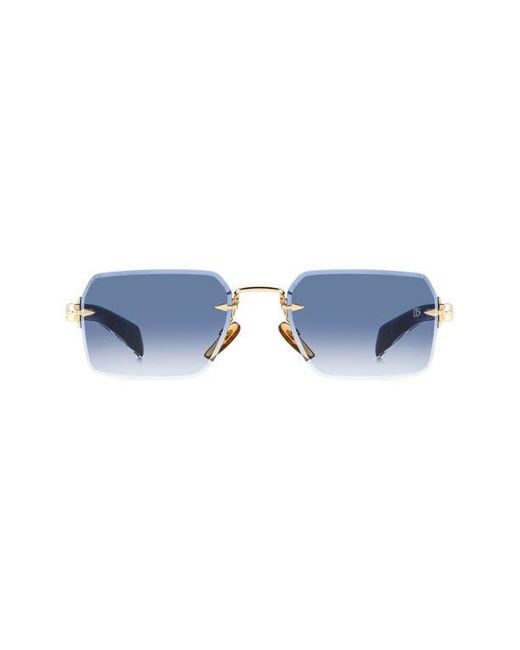 David Beckham Blue 56Mm Rimless Rectangular Sunglasses for men