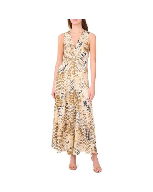 Halogen® Women's Metallic Print Knot Front Maxi Dress