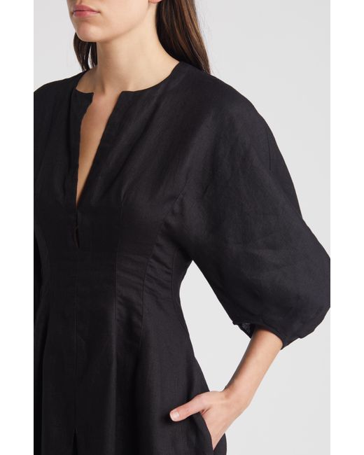 Faithfull The Brand Black Soleil Linen Maxi Dress