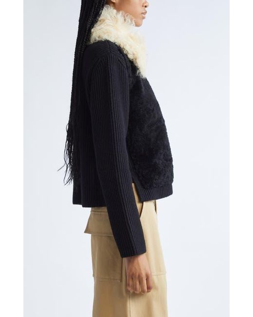Marni Blue Genuine Shearling & Virgin Wool Cardigan