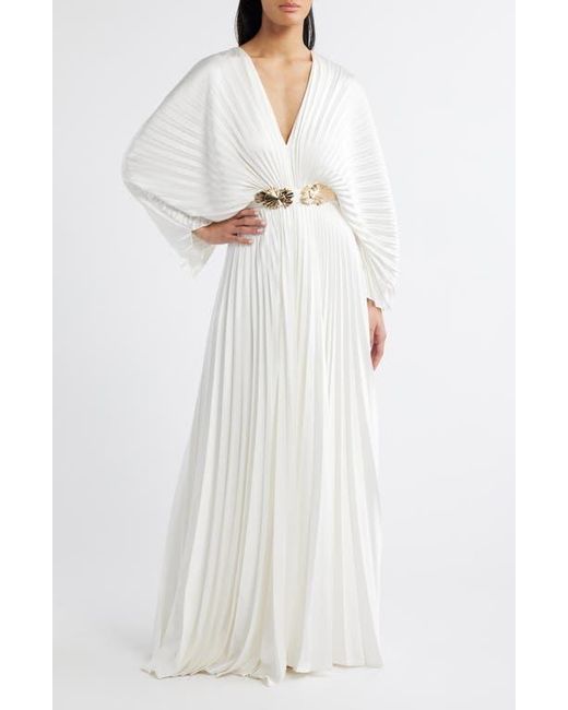 acler larimer long-sleeve v-neck pleated maxi dress Acler Larimer Long-Sleeve V-Neck Pleated Maxi Dress