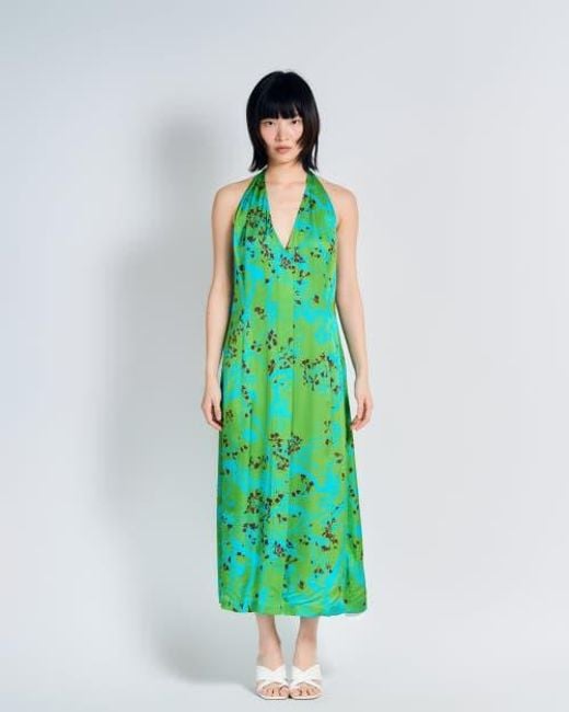 Lost Pattern Green Coco Dream Halter Midi Dress