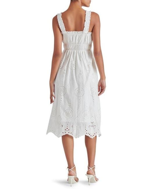 Steve Madden Gray Harmony Eyelet Embroidered Cotton Midi Dress