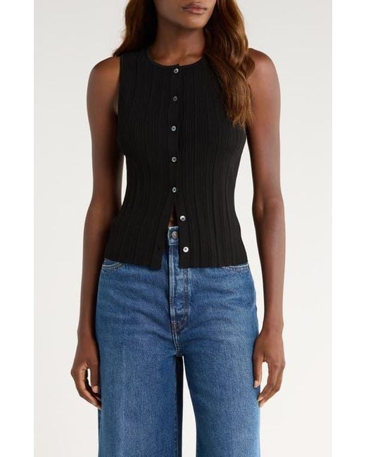 PAIGE Blue Leira Button Front Sweater Tank