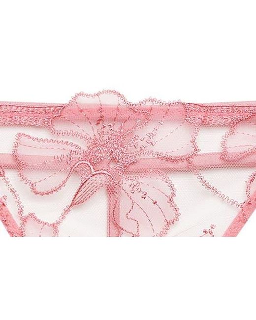 Fleur du Mal Pink Harper Embroidered G-String