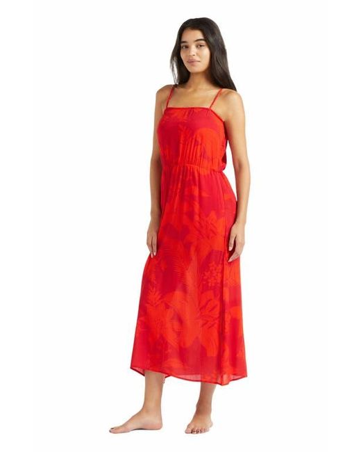 Vilebrequin Red Flower Power Long Rayon Dress