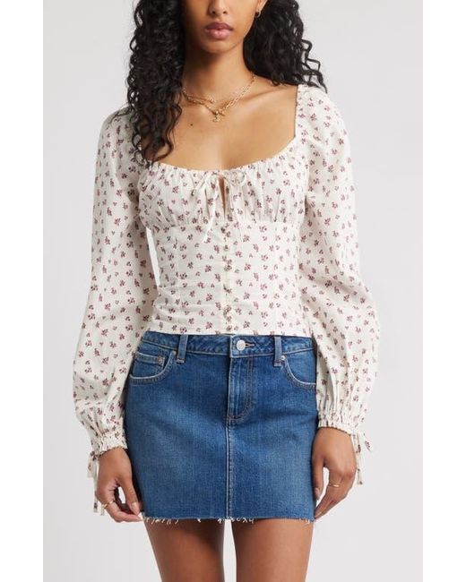 BP. White Long Sleeve Corset Cotton Crop Top