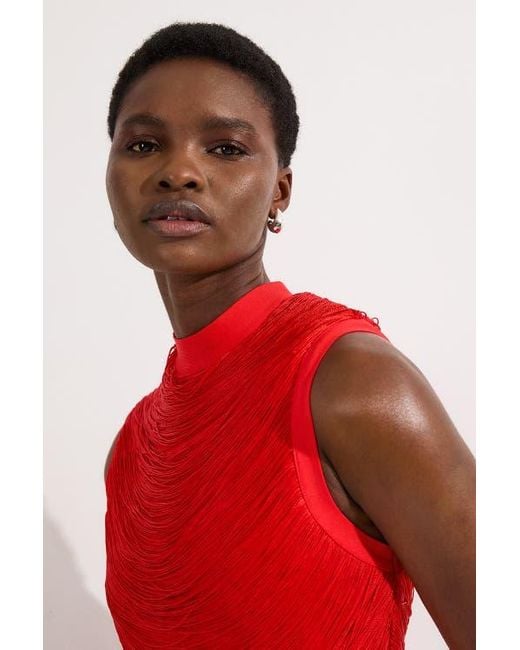 Karen Millen Red Knit Tassel Mini Dress