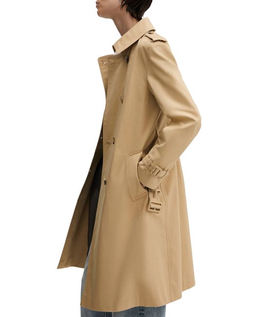 Mango Blue Classic Double Breasted Water Repellent Cotton Trench Coat