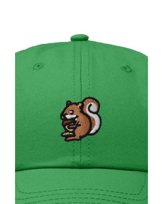 Alix Green Squirrel Embroidered Outdoor Cap for men