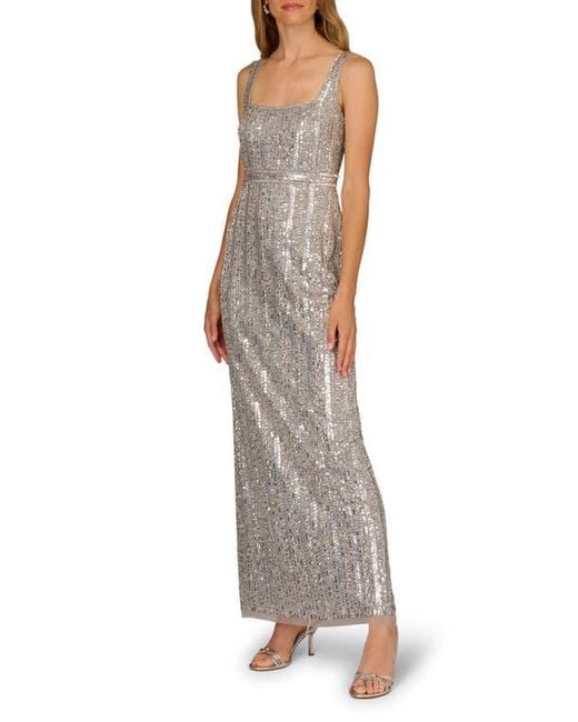 aidan mattox sequin dress by Aidan Womens Sequined Long Evening Silver 2 : Clothing, Shoes & Jewelry shoulder neckline Short flutter sleeves Concealed back zip Lined About 33 from shoulder to hem Polyester/spandex Dry clean Imported Model shown is 510 (177cm) wearing US size 4 Aidan Mattox Sequin Sleeveless Gown