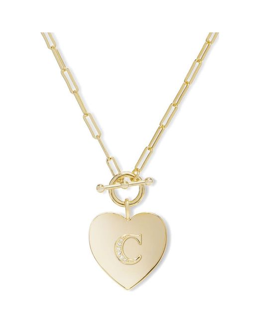 Melinda Maria Metallic Love Letters Initial Heart Medallion Necklace