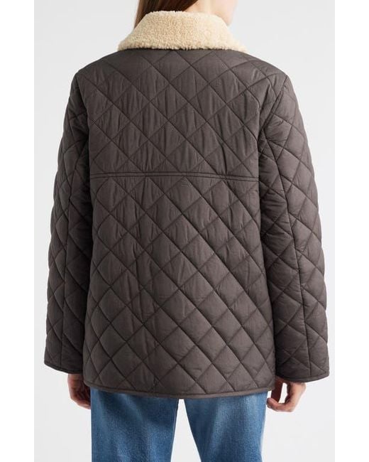 Sam Edelman Brown Quilted Twill Jacket With Faux Shearling Collar