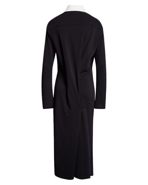Courreges Black Twist Long Sleeve Polo Maxi Dress
