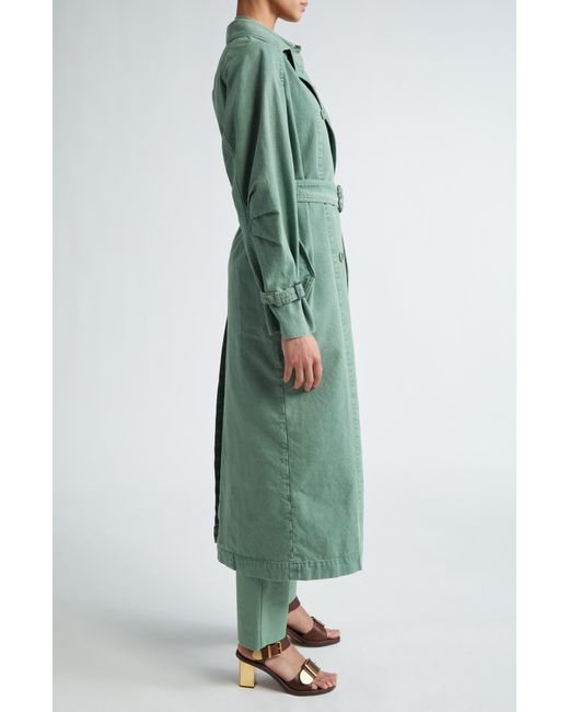 Max Mara Green Corfu Cotton Canvas Belted Trench Coat