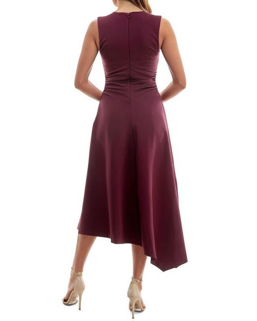 Socialite Shirred Waist Sleeveless Asymmetric Midi Dress