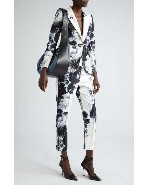 Alexander McQueen Blue Chiaroscuro Floral Peaked Lapel One-button Jacket