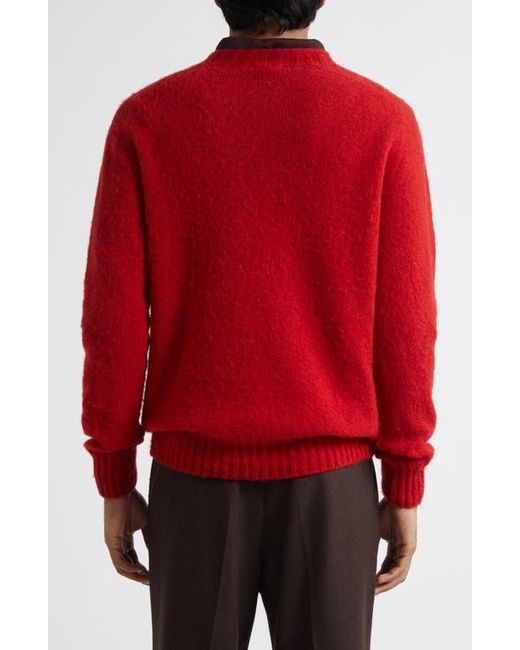 Sunspel Red Brushed Shetland Wool Sweater for men