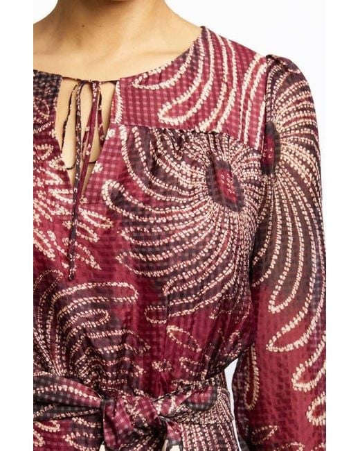 Santorelli Red Tessa Long Sleeve Midi Fit And Flare Dress