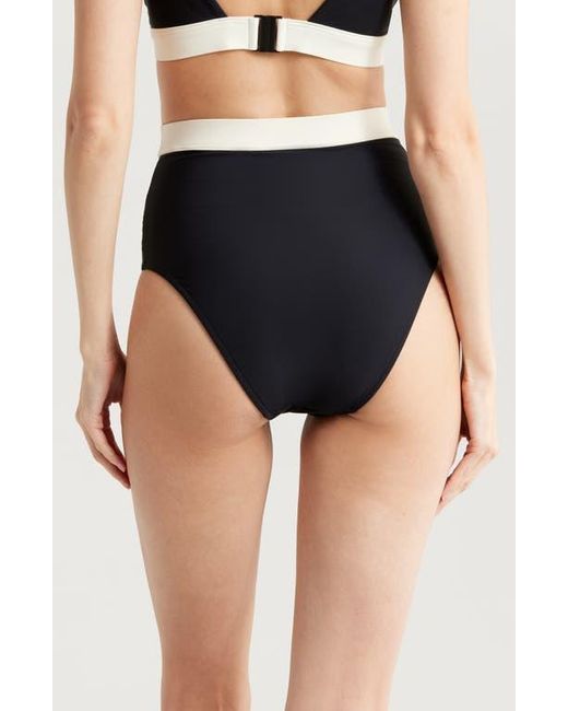Bondi Born Black Lina Colorblocked Bikini Bottoms
