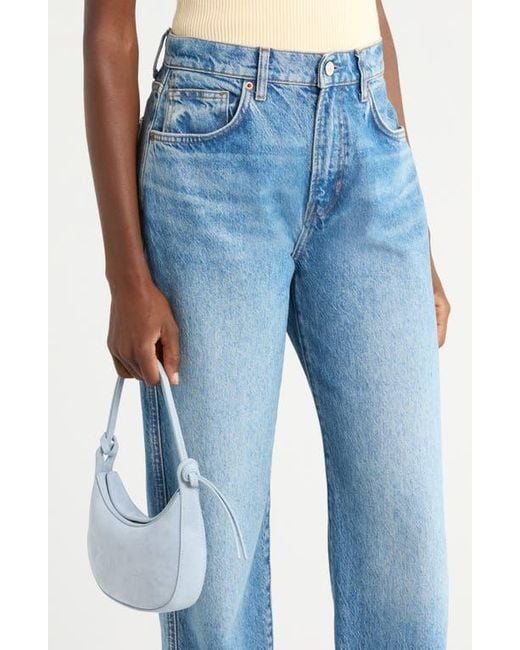 Reformation Blue Mini Rosetta Leather Shoulder Bag