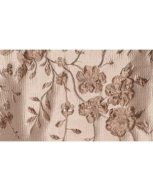 Donna Karan Natural Floral Metallic Jacquard Sleeveless Gown