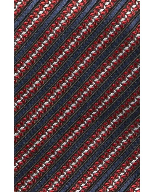 Zegna Red Stripe Mulberry Silk Tie for men