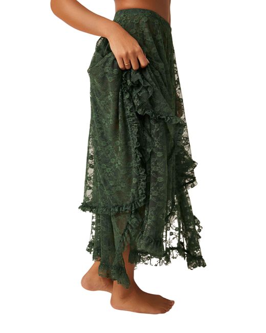 Free People Green French Courtship Lace Half Slip