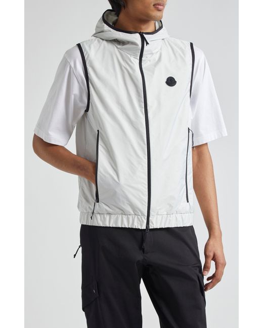 Moncler White Vallese Water Repellent Hooded Vest for men