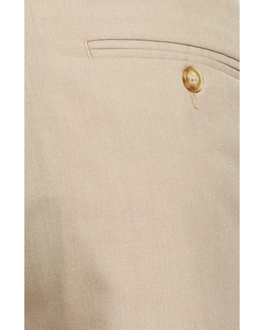 Berle Natural Self Sizer Waist Plain Weave Pleated Washable Trousers for men