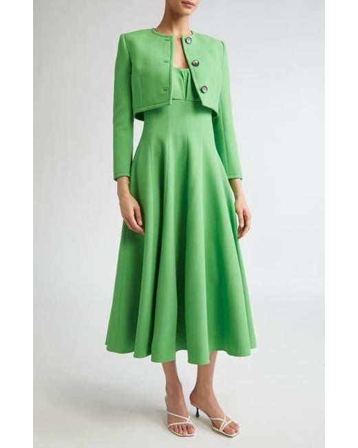 Emilia Wickstead Green Lizette Crop Wool Jacket