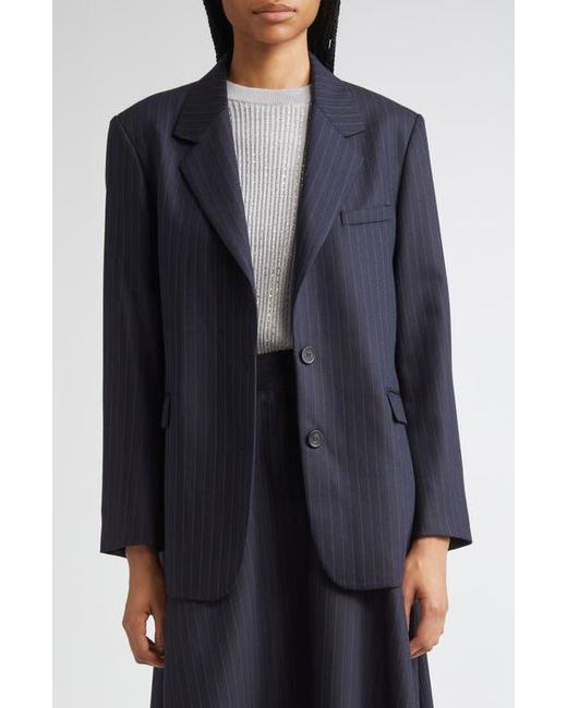 Golden Goose Deluxe Brand Blue Journey Pinstripe Wool Blend Blazer