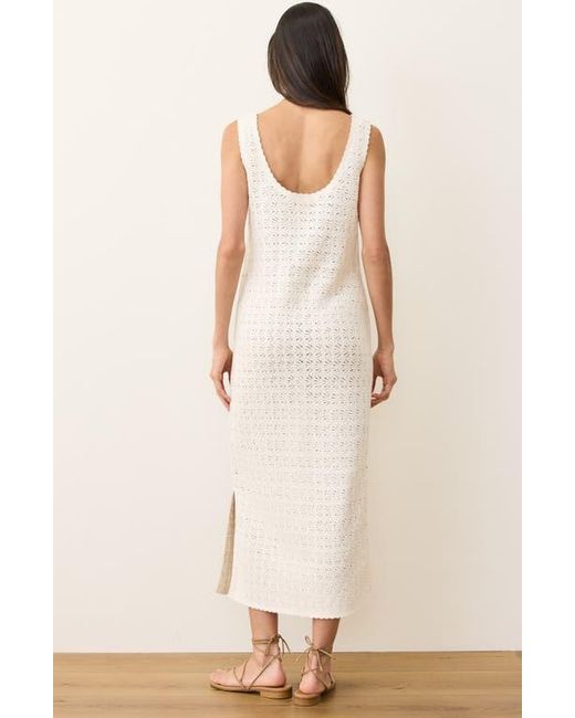 Marine Layer White Mirage Open Stitch Maxi Sweater Dress