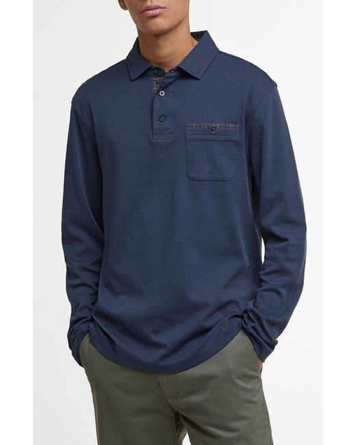 Barbour Blue Corpatch Long Sleeve Polo for men