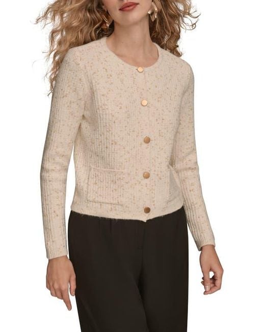 Donna Karan Natural Metallic Cardigan