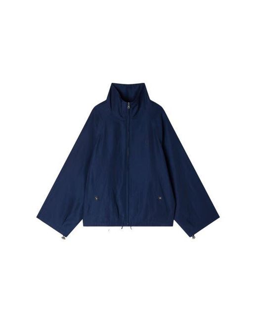 Sandro Blue Embroidered Collar Oversized Jacket