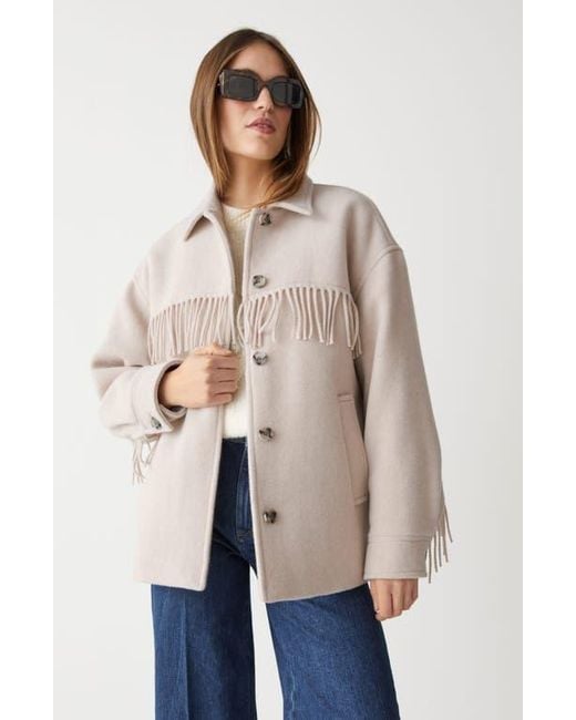 & Other Stories Natural Oversize Wool Blend Fringe Jacket