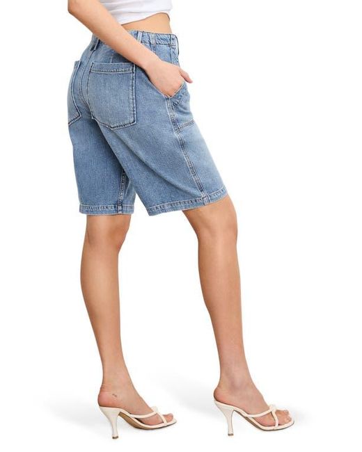GOOD AMERICAN Blue Lite Drawstring Bermuda Denim Shorts