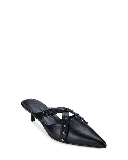 Yosi Samra Black Alexis Pointed Toe Kitten Heel Mule