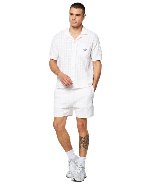 Sergio Tacchini White Ulivo Textured Knit Camp Shirt for men