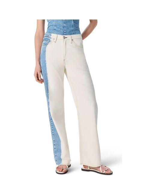 Rag & Bone Blue Featherweight Logan Two-Tone Mid Rise Wide Leg Jeans