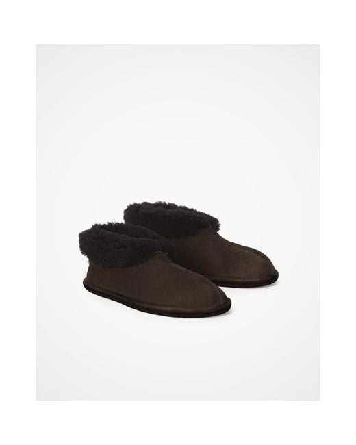 Celtic & Co. Black British Shearling Bootee Slippers for men