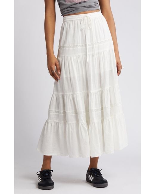 BP. White Tiered Cotton Maxi Skirt